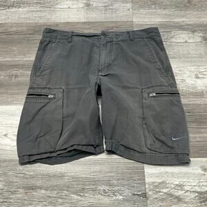 Nike Gray Mens 34 Swoosh Utility Pockets Woven Performance Outdoor Cargo Short